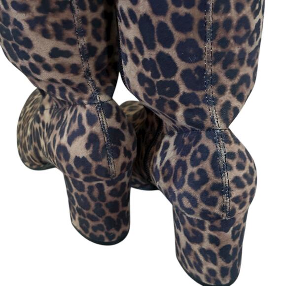 Marc Fisher (NWOT) Lully Leopard Over The Knee Block Heel Side Zip Boot sz 8 - Picture 6 of 13
